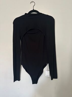 Black Long Sleeve Cutout Bodysuit